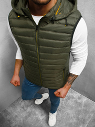 Kamizelka męska pikowana z kapturem zielona OZONEE N/7108/3