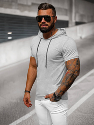 T-shirt męski z kapturem szary OZONEE JS/8T955/2