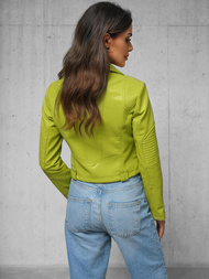 Kurtka skórzana damska ramoneska limonkowa OZONEE JS/11Z8130