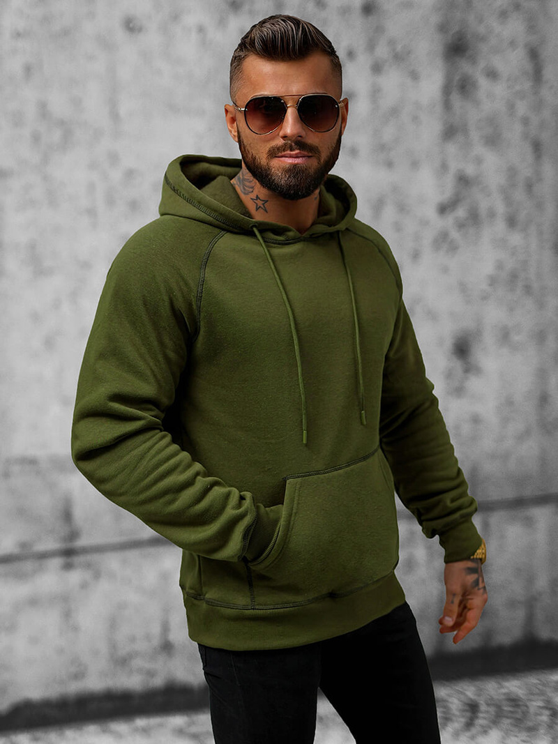 Bluza z kapturem męska khaki OZONEE O/8B152/29