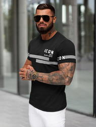 T-shirt męski slim fit czarny OZONEE JS/8B1701/3