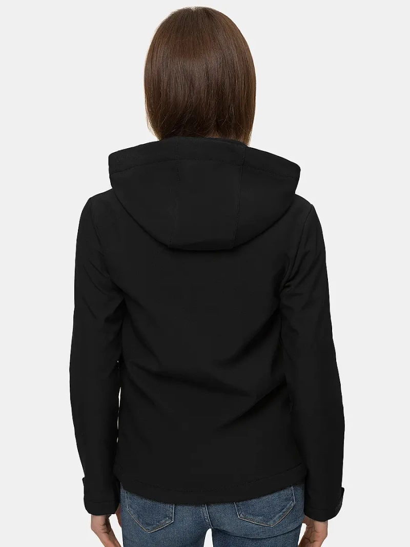 Kurtka softshell damska z kapturem czarna OZONEE JS/HD180/1