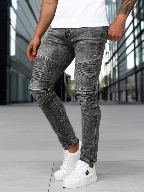 Spodnie jeansowe męskie slim fit czarne OZONEE NB/MP0069NZ