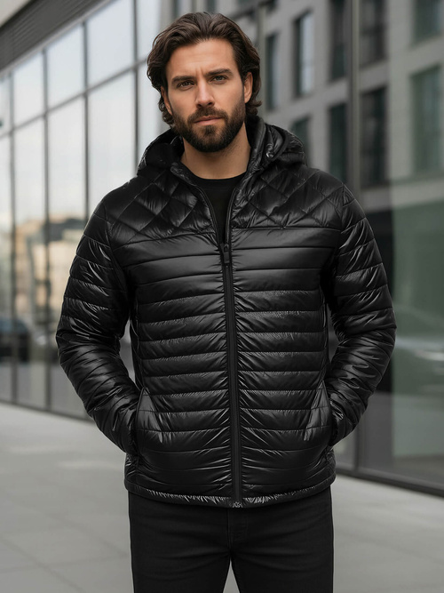 Kurtka męska pikowana czarna OZONEE JS/16M9328/392BZ