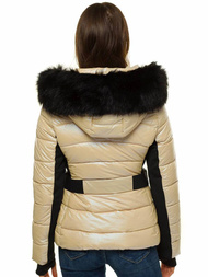 Kurtka zimowa damska z futerkiem beżowa OZONEE O/DK066/70