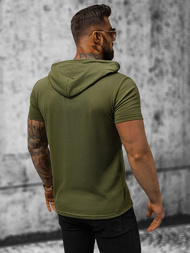 T-shirt męski z kapturem zielony OZONEE JS/8T965