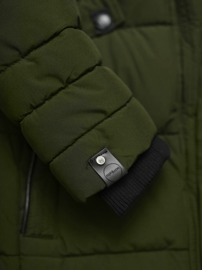 Kurtka zimowa damska długa pikowana khaki OZONEE O/W377Z