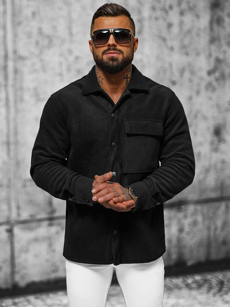 Класична сорочка чоловіча чорна OZONEE O/GOM23040