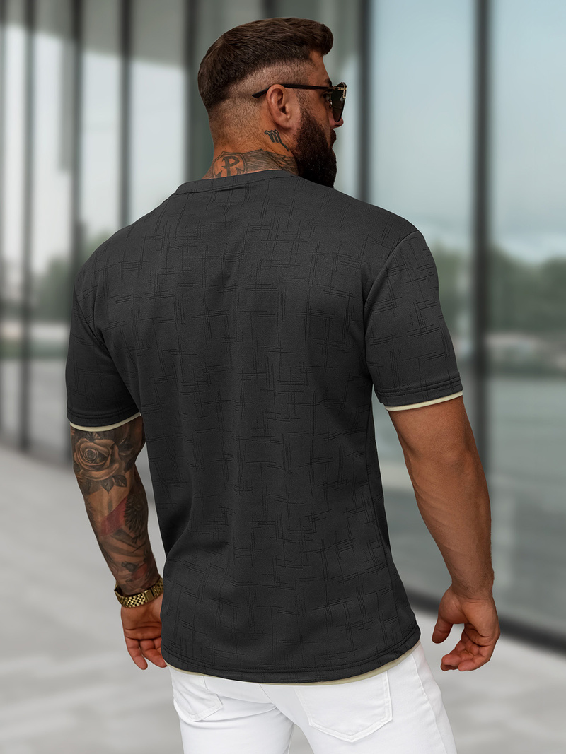 T-shirt męski regular fit czarny OZONEE O/QQ1535