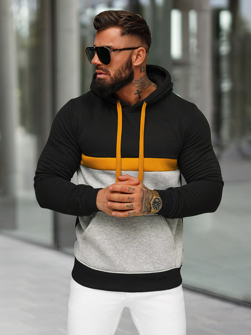 Bluza z kapturem męska czarna OZONEE JS/8B1319/3