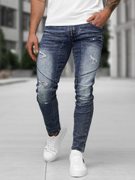 Spodnie jeansowe męskie slim fit niebieskie OZONEE NB/MP0045BZ