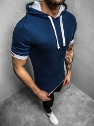 T-Shirt z kapturem męski indygo OZONEE O/1273Z
