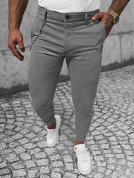 Spodnie męskie chino materiałowe grafitowe OZONEE DJ/550170