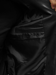 Чоловіча шкіряна куртка Чорна OZONEE JS/11Z8015