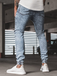Spodnie jeans jogger męskie jasno-niebieskie OZONEE G/1067