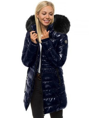 Kurtka zimowa damska parka z futerkiem granatowa OZONEE N/6357