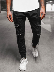 Spodnie męskie chino joggery czarne OZONEE G/11146