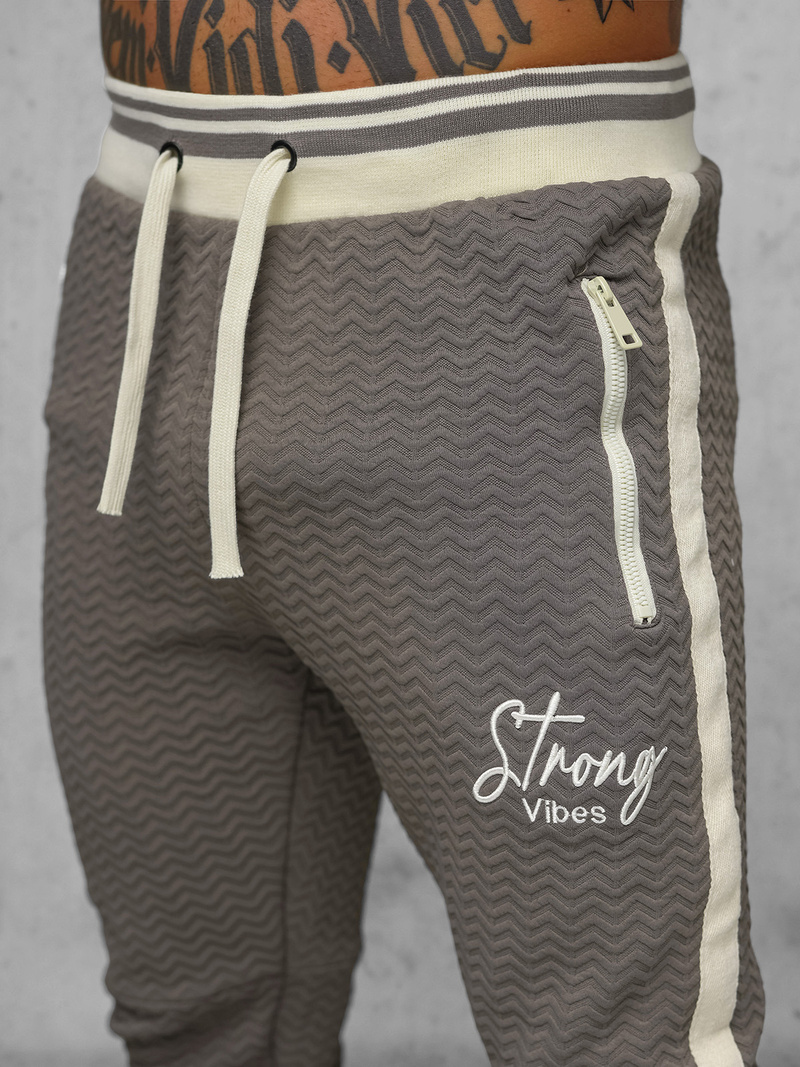 Komplet dresowy męski beżowo-szary OZONEE O/FF5030AB