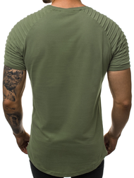 T-Shirt męski bez nadruku khaki OZONEE O/1256