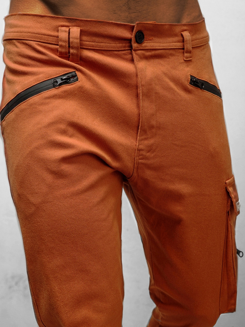 Spodnie męskie chino ciemny-camel OZONEE B/20005SP