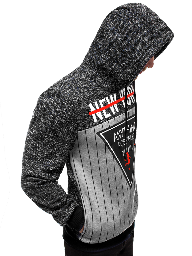 Bluza z kapturem męska czarna OZONEE JS/KS1907Z