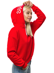 Bluza damska z kapturem czerwona OZONEE JS/KSW2039