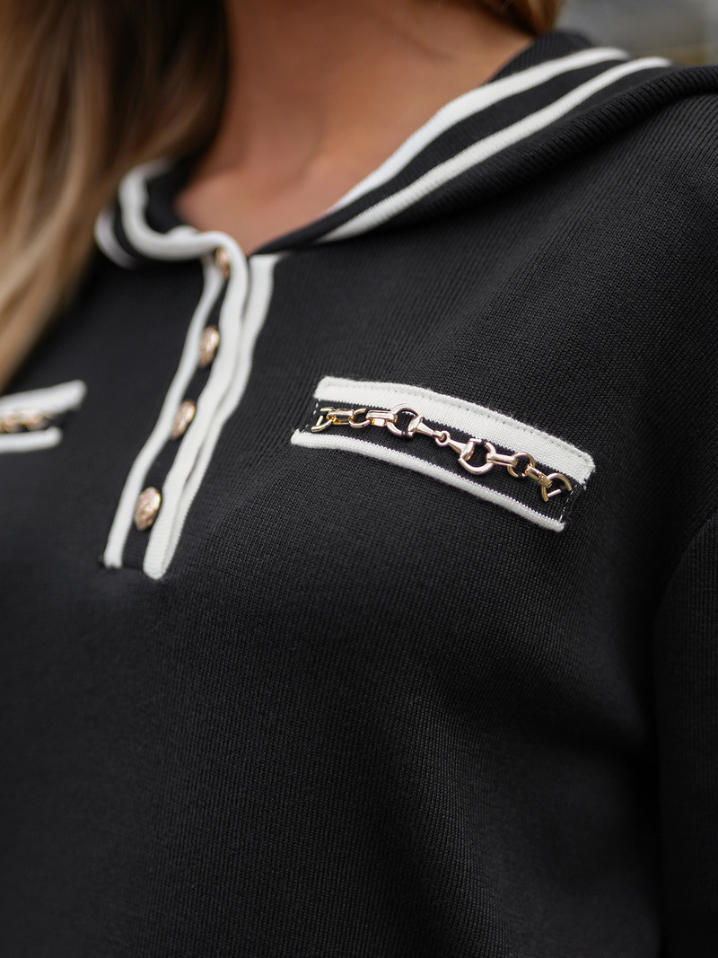 Komplet dresowy damski dwuczęściowy czarny OZONEE JS/26C8801/3