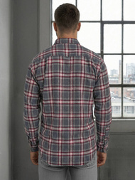 Koszula męska w kratę bordowa OZONEE V/V178Z