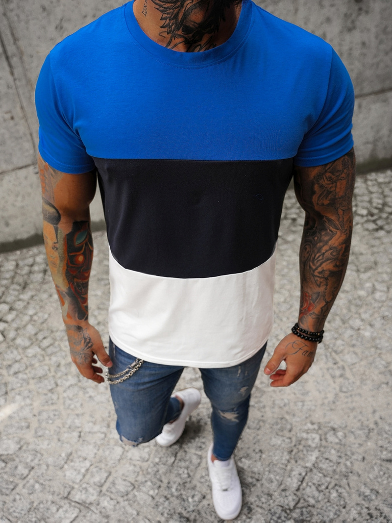 T-shirt męski niebieski OZONEE JS/8T90/3