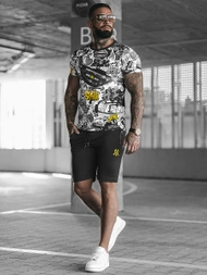 Komplet dresowy męski czarno-żółty OZONEE O/HM789