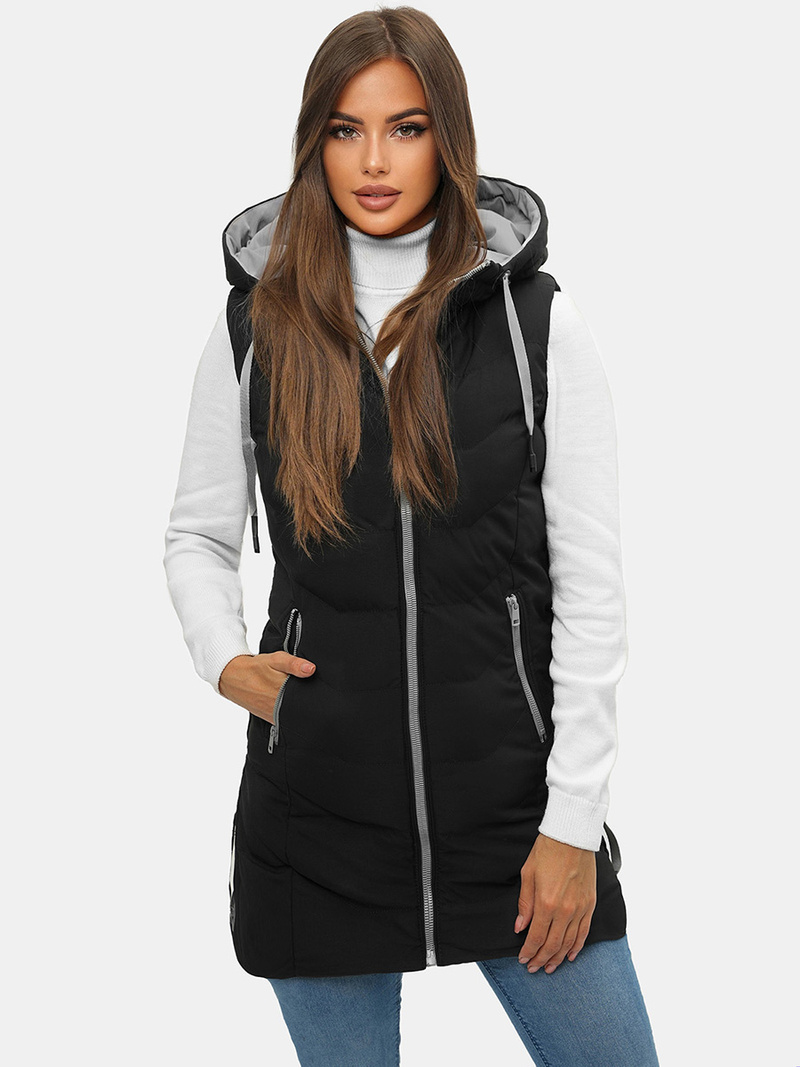 Стьобаний жіночий жилет чорний OZONEE N/7042