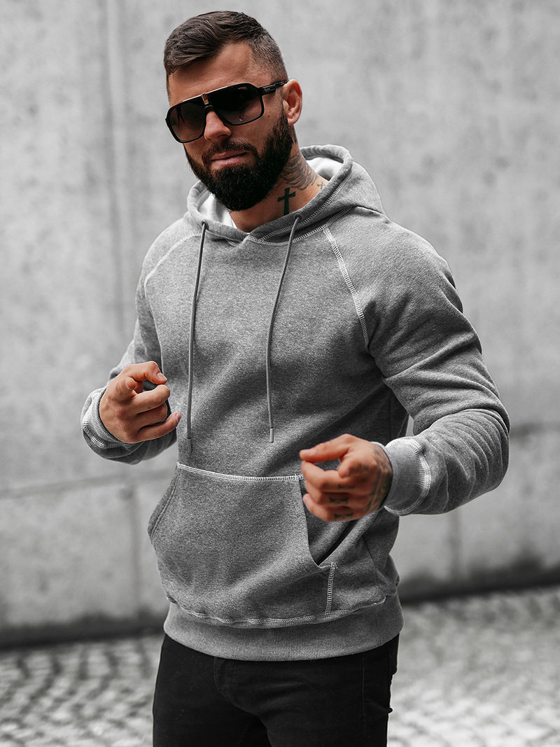 Bluza z kapturem męska grafitowa OZONEE O/8B152/5