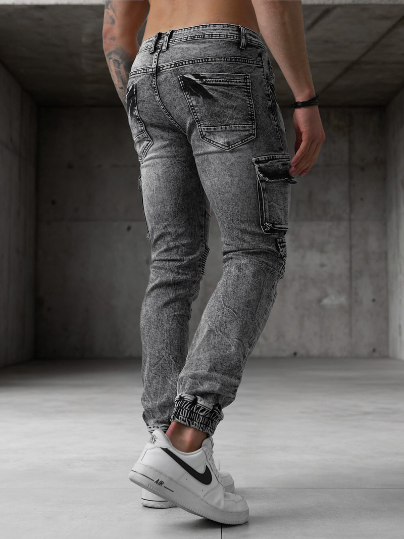 Spodnie jeansowe męskie slim fit grafitowe OZONEE O/E10017