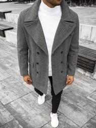 Płaszcz męski w kratę grafitowy OZONEE JS/JP1191