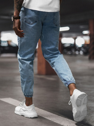 Spodnie jeansowe joggery męskie jasno-niebieskie OZONEE DP/780Z
