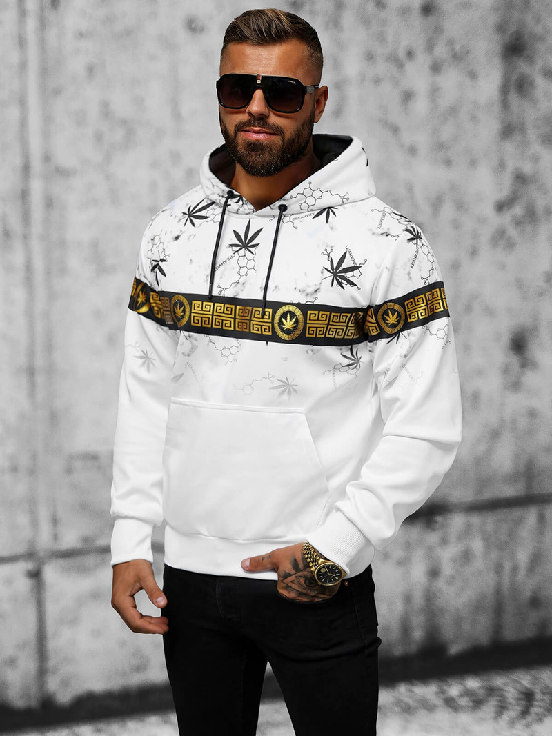 Bluza z kapturem męska biała OZONEE O/HM638Z