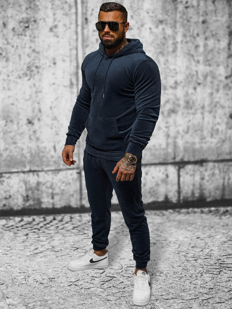 Komplet dresowy męski welurowy granatowy OZONEE JS/8C1171/25