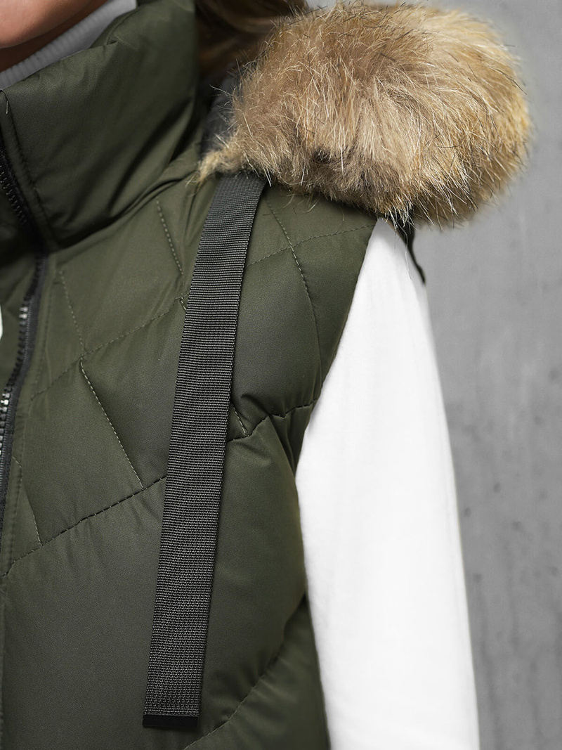 Стьобаний жіночий жилет Зелена OZONEE JS/M787/136