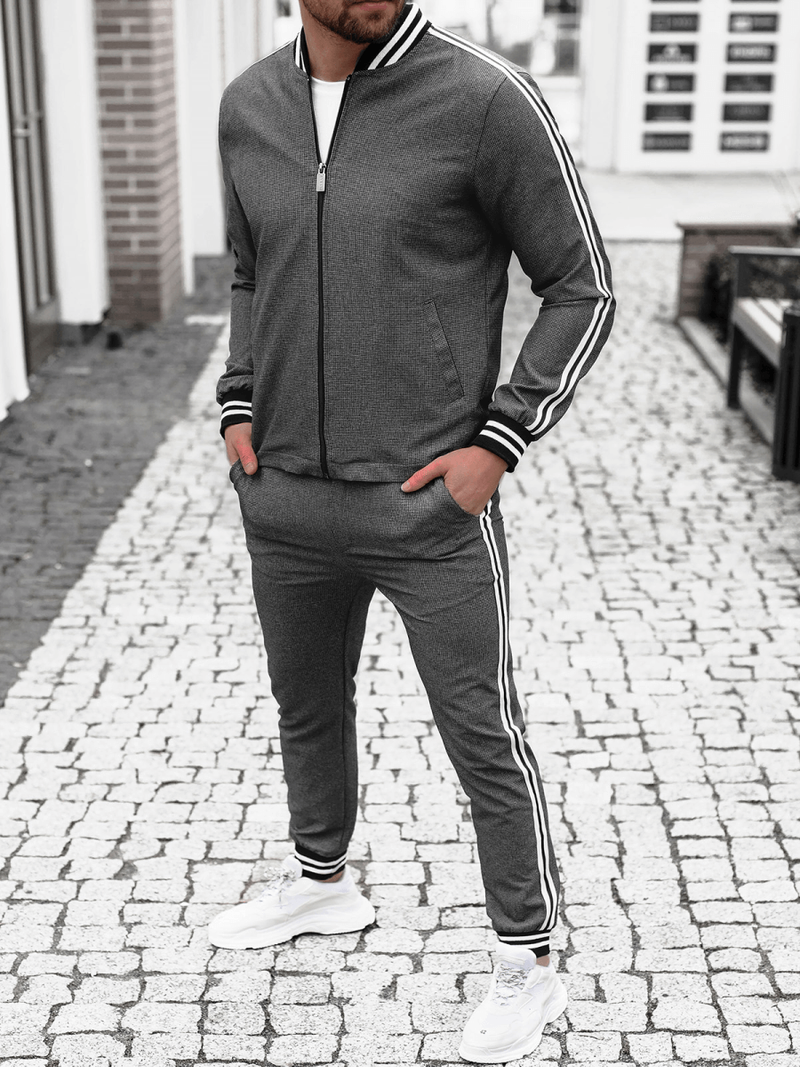 Чоловічий комплект - піджак та штани чінос Графітовий OZONEE DJ/5550