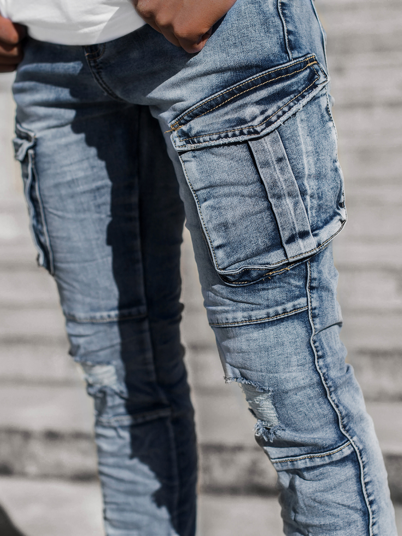 Spodnie męskie jeans niebieskie OZONEE T/6637