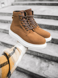 Sneakersy wysokie camelowe OZONEE KN/404