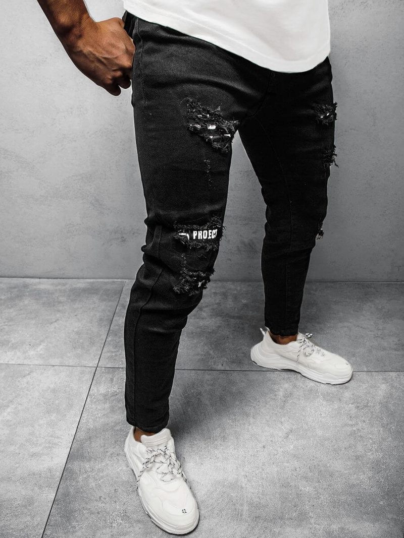 Spodnie jeansowe męskie czarne OZONEE O/TF061