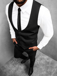 Komplet męski - kamizelka I spodnie chino czarny OZONEE O/5630