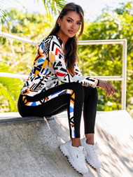 Komplet sportowy dwuczęściowy damski biało-czarny OZONEE O/20681Z