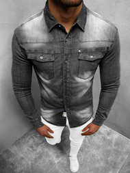 Чоловіча джинсова сорочка Чорна OZONEE NB/MC703N