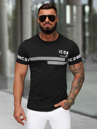 T-shirt męski slim fit czarny OZONEE JS/8B1701/3