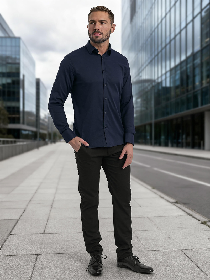 Koszula męska elegancka granatowa OZONEE V/V188