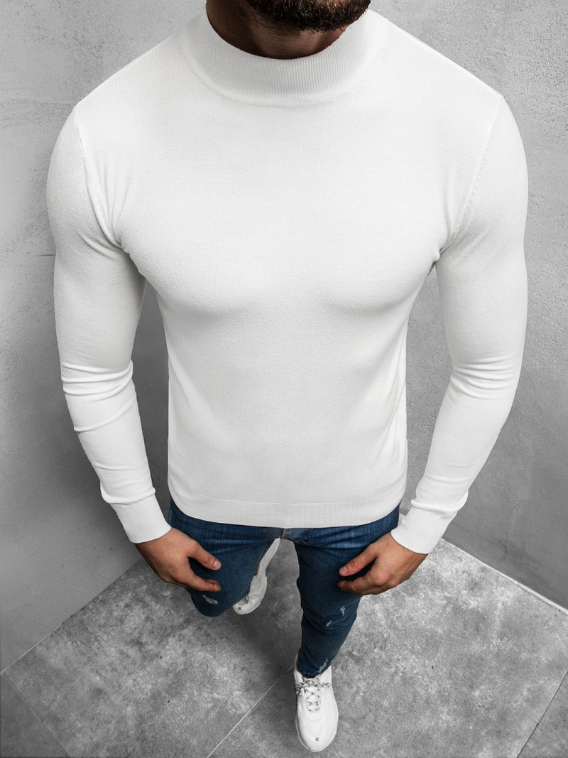 Sweter męski półgolf biały OZONEE TMK/YY05/2Z