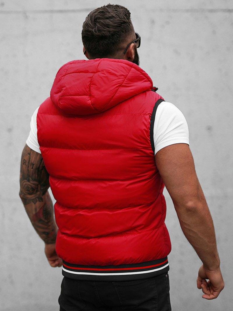 Kamizelka męska dwustronna z kapturem czerwona OZONEE N/7127Z
