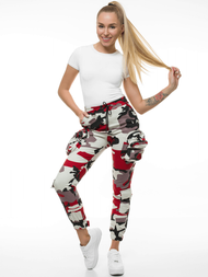 Spodnie damskie chino joggery bordowo-beżowe OZONEE O/802